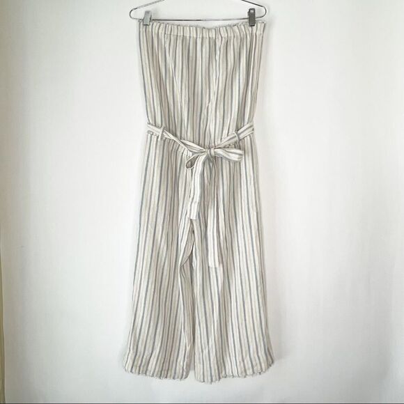 Cloth & stone Strapless short pants striped jumpsuit sz Small #NN - Picture 2 of 13